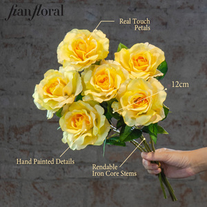 Rami <span class=keywords><strong>di</strong></span> Rose Artificiali a Stelo Lungo con Testa Grande, Lussuosi per Decorazioni Matrimoni, Festa della Mamma, Natale, Casa e Hotel - Product Image 2