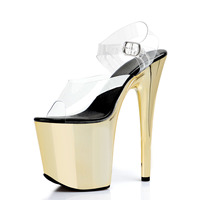 Chaussures de pole dance sexy à plateforme brillante électro-plaquée, chaussures pour travestis, talons ultra hauts de 20 cm (8 pouces) pour les performances en boîte de nuit