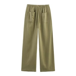 <span class=keywords><strong>Pantaloni</strong></span> a gamba larga in <span class=keywords><strong>lino</strong></span> a vita media MYST&ZA da <span class=keywords><strong>donna</strong></span>, nuovo stile estivo 2025, alla moda, casual e versatili 4745024 - Product Image 6