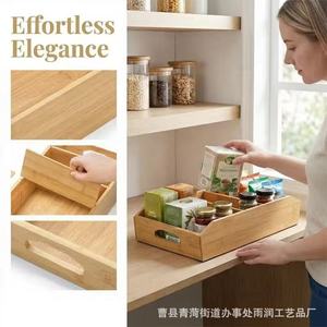 Wooden Compartmentalized <b>Storage</b> Box 4-7 Compartments Rectangle Portable Food Kitchenware <b>Tray</b> - Product Image 2