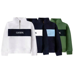 Oem Custom 100% Katoenen Color Block Trui Trui 1/4 Kwart Half Zip Sweatshirt Voor Heren - Product Image 4
