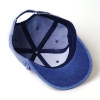 Penjualan Panas Tidak Terstruktur 6 Panel Uang Datar Cetak Kustom Logo Enzim Dicuci Denim Snapback Topi Jeans Cuci Asam Topi Strapback
