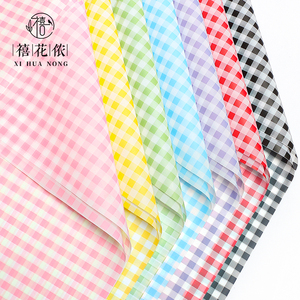 Papier d'emballage coréen mat Xihuanong à motif quadrillé pour fleurs, feuille de bouquet faite à la main, fournitures en gros pour fleuristes - Product Image 2