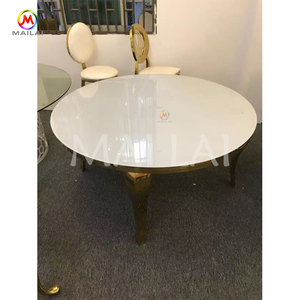 <span class=keywords><strong>Table</strong></span> à manger de luxe en verre, forme <span class=keywords><strong>ronde</strong></span>, en acier inoxydable, <span class=keywords><strong>Table</strong></span> de mariage - Product Image 4