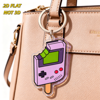 Porte-clés en acrylique console de jeu rétro Popsicle, breloque nostalgique pour joueurs, fans des années 80/90, design à bords transparents, durable, motif dessin animé
