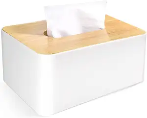 Kotak tisu kayu, penutup dudukan kotak tisu wajah dapat dilepas cocok untuk meja rias kamar mandi, Meja, kamar tidur