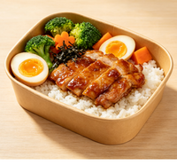 Boîte à lunch jetable en papier kraft carrée arrondie, légère, pour usage industriel, fabriquée au Shandong, pour petites quantités