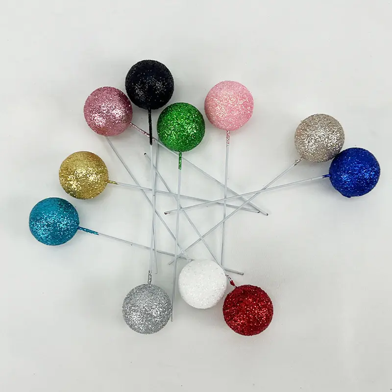 2/2,5/3/4cm Glitter Ball Weihnachten Neujahr Baby Shower Cupcake Dekorationen Faux Foam Pearl Balls