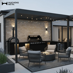 Système de pergola à lames orientables en aluminium blanc résistant aux intempéries avec commande manuelle par <span class=keywords><strong>manivelle</strong></span> <span class=keywords><strong>pour</strong></span> kit de tonnelle de barbecue - Product Image 3