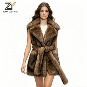 <span class=keywords><strong>Gilet</strong></span> <span class=keywords><strong>sans</strong></span> manches en fausse <span class=keywords><strong>fourrure</strong></span> tissée Zeyu pour femme, coupe ample, avec ceinture, écologique et respirant, idéal pour les trajets quotidiens - Product Image 1