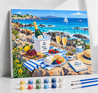 Peinture par numéros moderne de paysage marin imprimée 40x50cm, kit artistique pour adultes, décoration intérieure avec cadre et toile en coton et lin