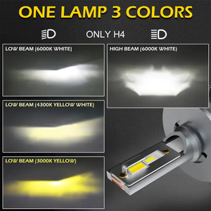 Bombilla LED Tricolor de Alta Potencia Súper Brillante de 3 Colores H4 LED H7, 16000LM H11 9005 HB3 H1 H4, Faro Delantero LED Tricolor 3000K 4300K - Product Image 3