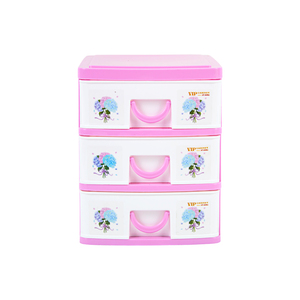 Modern 3-<b>Drawer</b> PP <b>Plastic</b> Stackable Toys Organizer <b>Storage</b> Cabinet with Space-Saving Design 18.8x15.4x25 cm - Product Image 3