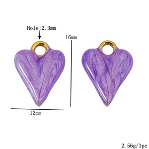 Dijes de Corazón de Acero Inoxidable, Chapados en Oro de 18K, con Preservación del Color al Vacío, Accesorios para Joyería DIY, Unisex - Product Image 3