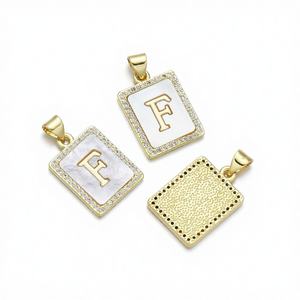 Pendentifs Coquillages Lettres Anglaises (26 Lettres) Jinyuan, Meilleures Ventes <span class=keywords><strong>Europe</strong></span> et Amérique, en Cuivre Plaqué Or, Chaîne Bambou Tendance Minimaliste, Pendentif DIY - Product Image 6