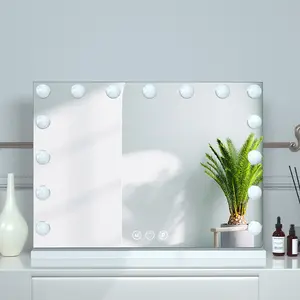 Stand Mirror Tabletop Dressing Hollywood Lighted Led Makeup Mirror 8 Dimmer Bulbs White Silver Square Cosmetic Mirror Led Bag