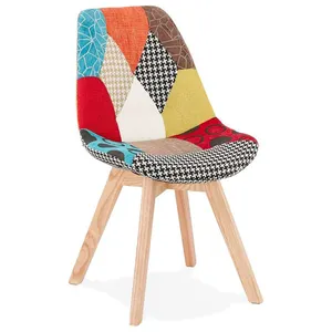 Vente en gros de chaises de salle à manger Haosi Classic Cover en tissu avec siège patchwork chaise de salle à manger moderne en bois courbé avec pieds en bois