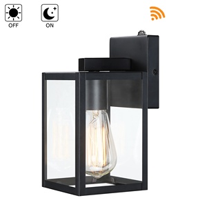 포토 센서 블랙 야외 랜턴 벽 조명 투명 유리 방수 농가 벽 마운트 램프 집 베란다 안뜰 차고 - Product Image 2