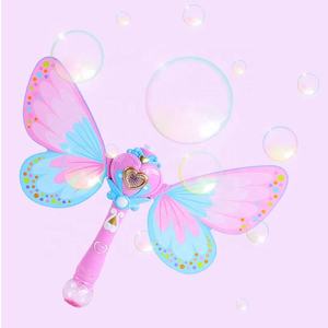 Baguette à bulles entièrement automatique avec ailes, lumières et musique, démarrage à une touche, bleu rose, 2 flacons de 50 ml, jouet d'été pour l'extérieur, cadeau pour enfants - Product Image 3