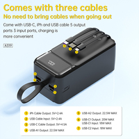 Banco de Energía Portátil de 22.5w con Cable Integrado, Carga Rápida, OEM, 50000mAh, Aspor A319