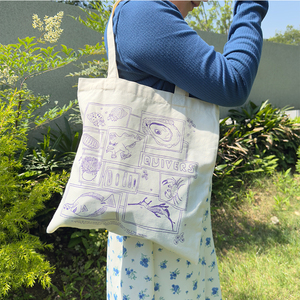 Sac de plage en toile de coton recyclé réutilisable de couleur beige naturel avec impression personnalisée - Product Image 2