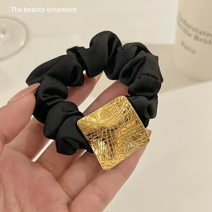 Large Hair <strong>Band</strong> High Elastic Durable Rubber <strong>Band</strong> Ponytail Ball Hair Rope Simple Temperament Metal square Brand Elastic Hair <strong>Band</strong> - Product Image 4