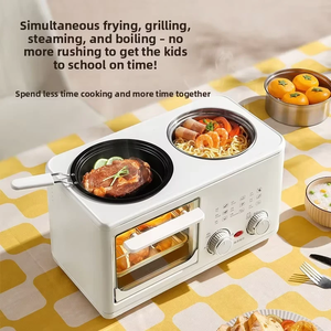 Station petit-déjeuner multifonction 4-en-1 : <span class=keywords><strong>Mini</strong></span>-<span class=keywords><strong>four</strong></span> grille-pain et grill, cuiseur vapeur, friteuse et <span class=keywords><strong>four</strong></span> à pâtisserie pour la maison - Product Image 4