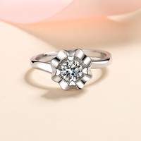 Bague Fleur en Argent Sterling 925 avec Moissanite, Bague de Fiançailles et de Mariage pour Femme, Vente en Gros Directe Usine