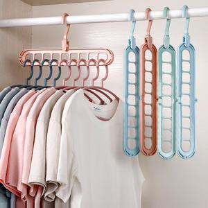 Wholesale Multifunctional Nine-Hole Foldable Magic Plastic <b>Clothes</b> Hanger Space-Saving <b>Bedroom</b> Storage Artifact <b>for</b> Home Use - Product Image 1