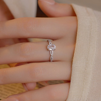 Bague de fiançailles Halo très vendue, classique, en zircon en forme d'œuf, en argent sterling 925, pour femmes