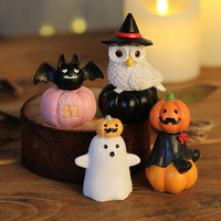Ornamen Resin Halloween Figur Burung Hantu Kelelawar Labu Hantu Lucu 31 Oktober Cetakan Hadiah Pesta Dekorasi Meja Rumah