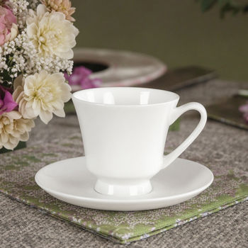 Custom Stylish Flower Shape Tea Cup,fine Bone China Teacup and Plate Set,240ml White Coffee Cup
