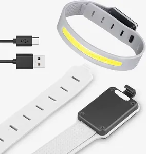 Brassards LED pour la course Brassard lumineux Bracelets lumineux LED Bracelet de sécurité USB rechargeable Feux de course pour les coureurs de nuit