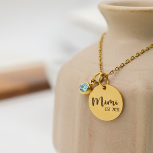 Ingrosso collana <span class=keywords><strong>Mimi</strong></span> personalizzata di alta qualità <span class=keywords><strong>gioielli</strong></span> Birthstone 18k placcato oro 316l in acciaio inox nome ciondolo collana - Product Image 2