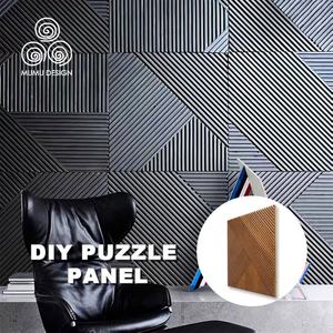 Paneles de <span class=keywords><strong>Madera</strong></span> Decorativos de Lujo con Textura Cuadrada 3D MUMU para <span class=keywords><strong>Salón</strong></span> y Hogar - Product Image 4