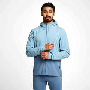 Men's Hooded Windproof Polyester/Nylon Windbreaker Jacket Solid Color Zipper Closure Regular Fit Autumn Outdoor Sporty - Product Image 1