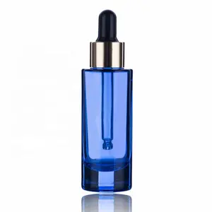 Botol tetes kaca Unik Mewah untuk minyak esensial perawatan kulit kosmetik dengan penetes hitam ukuran 30ml 50ml botol tetes kustom