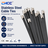 Bridas para Cables Recubiertas de PVC CHCC de 5.6x100mm, Bridas Autoblocantes con Núcleo de Acero Inoxidable 304, Resistentes a la Corrosión para Uso en Exteriores