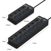 Hub de données USB 3.0 à 7 ports avec interrupteurs marche/arrêt individuels et LED |   5 Gbps Haute Vitesse |   Câble de 0,3 m à 1,2 m |   pour PC/ordinateur portable |   En stock
