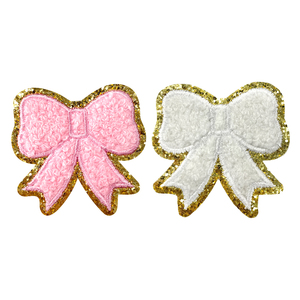 Colorido borde dorado brillo 3D arco parche hierro-en tela de chenilla bordado Bowknot parche - Product Image 3