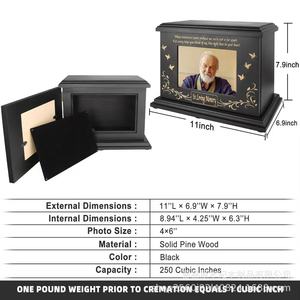 Wooden Cremation Urn With Photo Frame Rectangle Solid Wood In Loving <b>Memory</b> Sympathy Memorial <b>Box</b> For Adults - Product Image 3