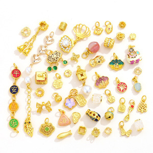Perles entretoises pendentifs plaquées or style chinois avec strass de Nantong, breloques de conception ancienne pour accessoires de bijoux DIY - Product Image 5