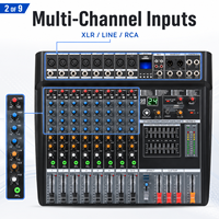 Console de mixage audio V8-USB 8 canaux, 24 effets DSP, égaliseur graphique 7 bandes, USB Bluetooth pour studio, scène, diffusion en direct