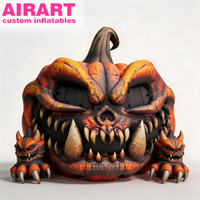 Citrouille Monstre Gonflable, Décoration d'Automne Effrayante Géante, Accessoire Citrouille Maléfique à Dents Affûtées, Gonflables Personnalisés pour Halloween