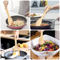 Accessoires de cuisine, outils, ensemble de 8 ustensiles de cuisine écologiques et durables en bambou naturel résistant à la chaleur avec support