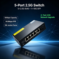 5-Port 2.5G Ethernet RJ45 Netzwerk-Switch mit 1 x 10G SFP Uplink Plug-and-Play für IP-Kamera/WiFi AP - Auf Lager AP-7015-2.5G