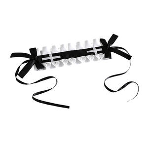 Accessoire de cheveux multi-usage en dentelle Lolita pour femme, style subculture japonaise noir et blanc, avec nœud papillon bleu, pour Comic-Con et tenue de femme de chambre - Product Image 5