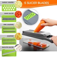 Hoge Efficiëntie Keuken Duurzame 16-in-1 Groentesnijder/Rasp/Groentehakker/Mandoline Snijder met Opvangbak voor Salade