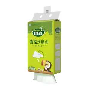 Custom Design Hanging 3ply Wood Pulp Soft Tissue Pack Multi -Function Anti -Mold Facial Bottom Pull Facial Tissue Paper