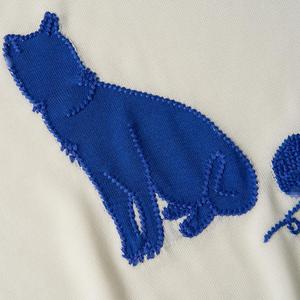 <span class=keywords><strong>T</strong></span>-<span class=keywords><strong>shirt</strong></span> d'é<span class=keywords><strong>t</strong></span>é décontracté haut de gamme pour femme en mélange de soie de mûrier, tricot jacquard motif chat, à manches courtes - Product Image 4